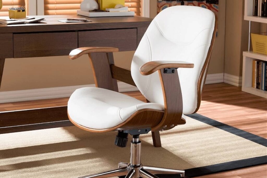 خرید صندلی اداری ارگونومیک -  کلاسیک سفید و چوبی