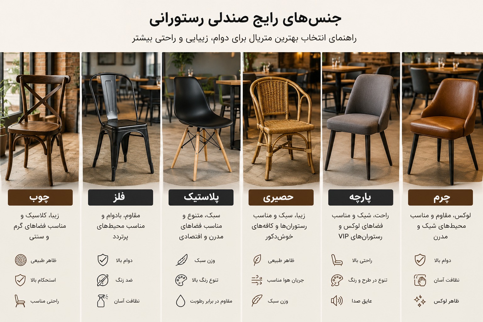 جنس صندلی رستورانی