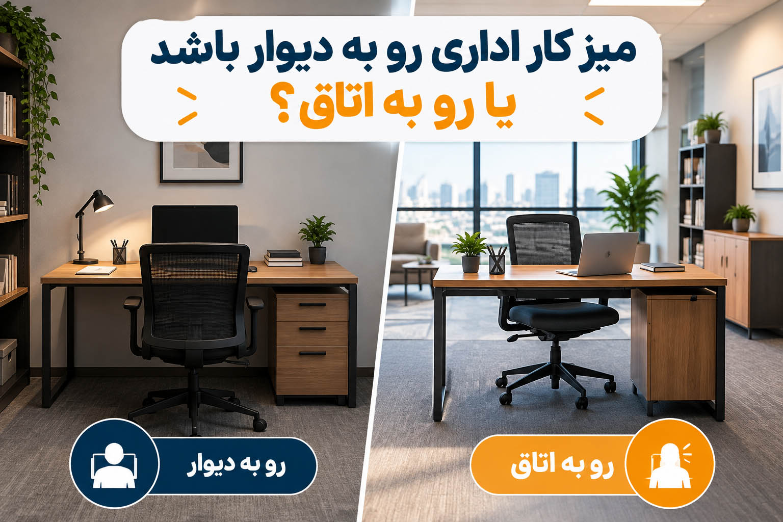 میز کار اداری رو به دیوار باشد یا رو به اتاق؟